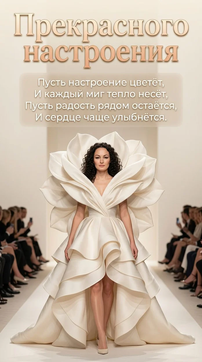 Открытка Прекрасного настроения со стихами и вашим фото 