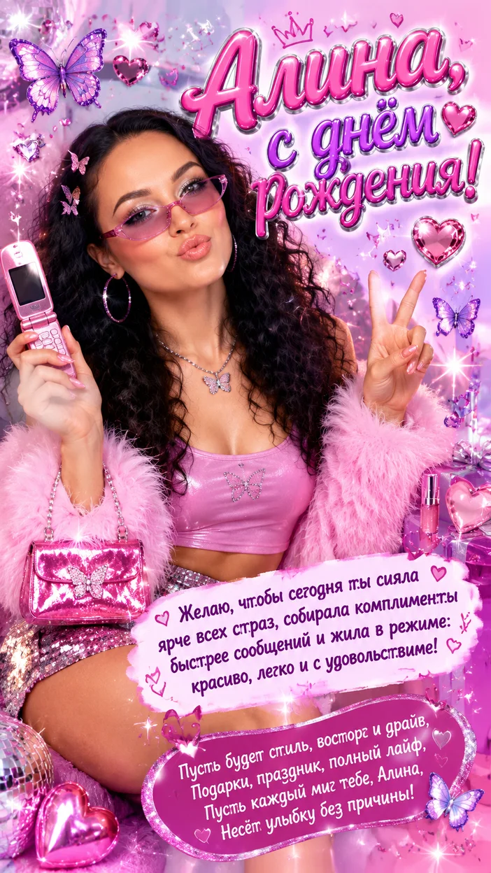 Фотосессия открытка Y2K glam для Алины