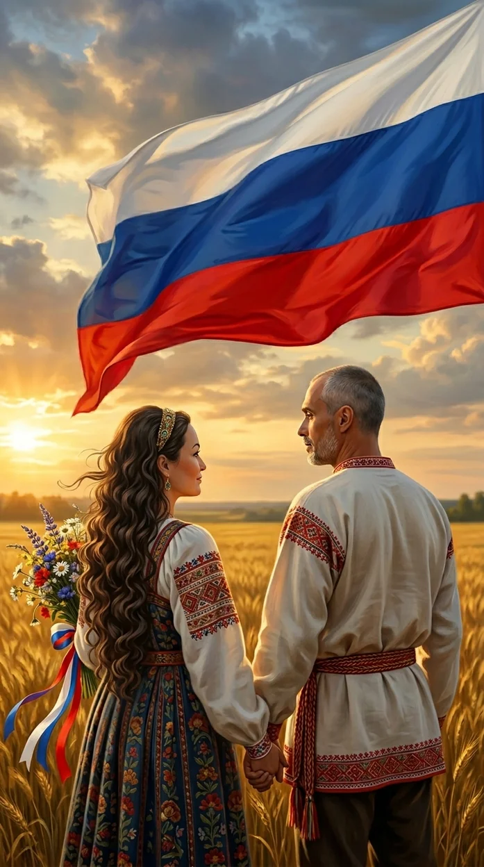 Кинематографичная фотореалистичная художественная иллюстрация в стиле патриотической русской живописи