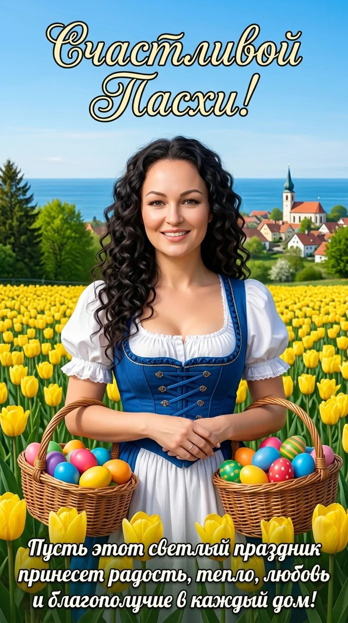  Праздничная пасхальная открытка   с вашим фото и пожеланием 