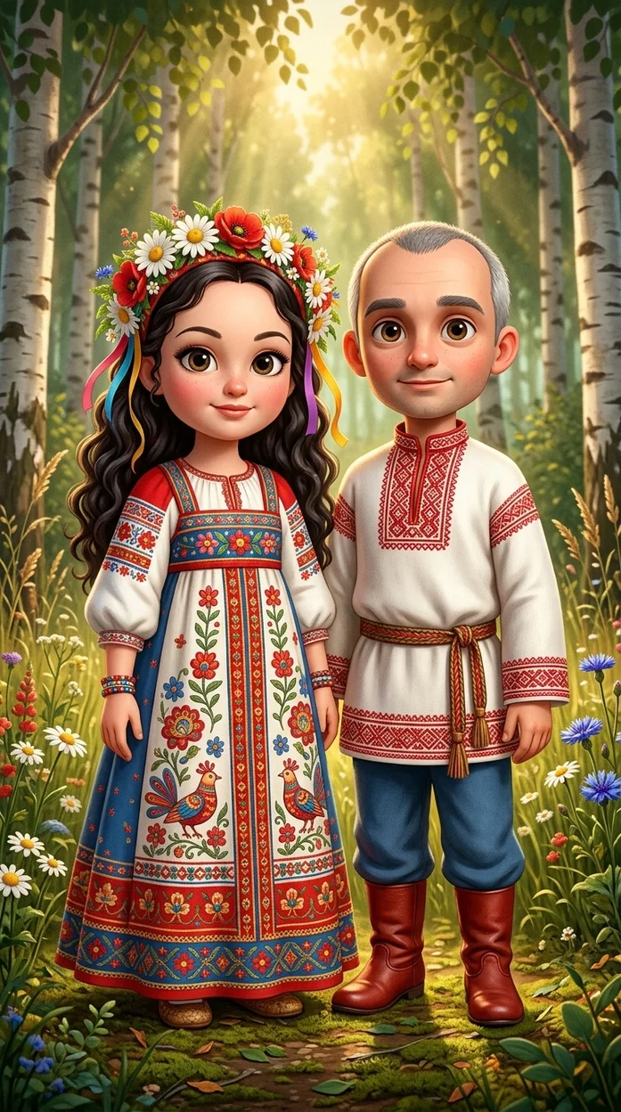 3D-иллюстрация в стиле сказочной мультяшной анимации в русском стиле 