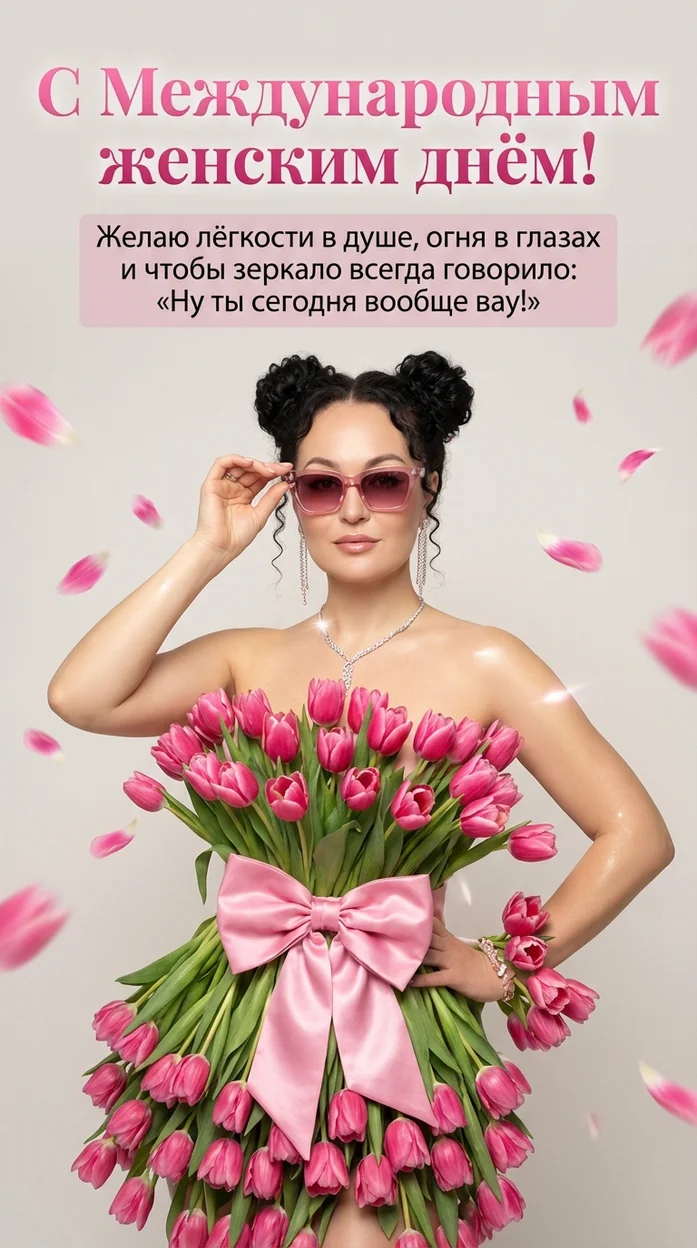 «С Международным женским днём!» открытка с вашим фото 
