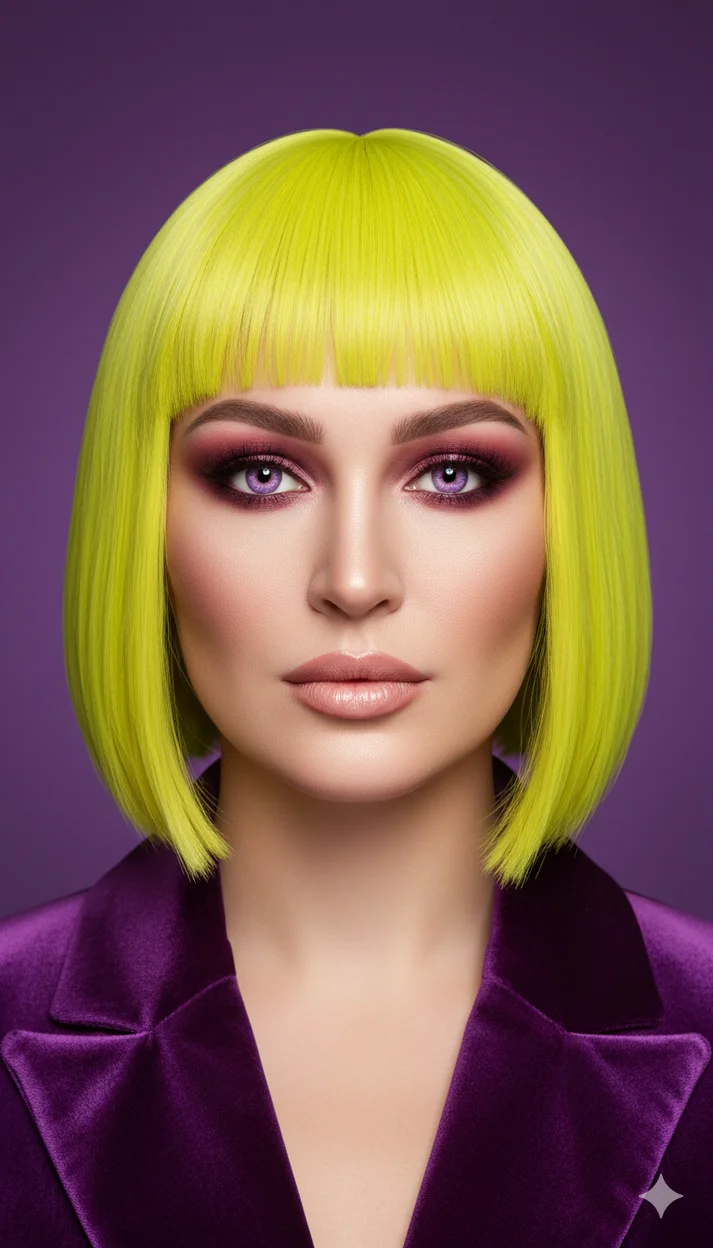 Графичный боб с ультра-жёлтым цветом и фиолетовыми линзами