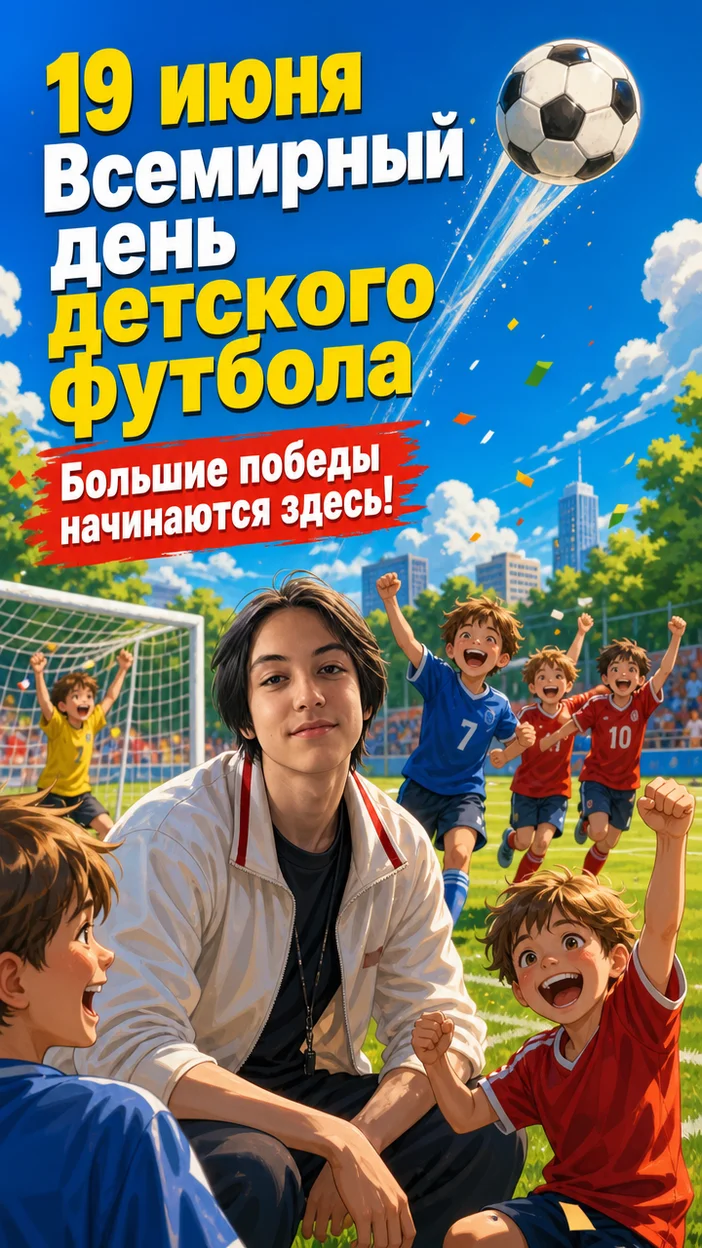 «Всемирный день детского футбола» 19 июня открытка 