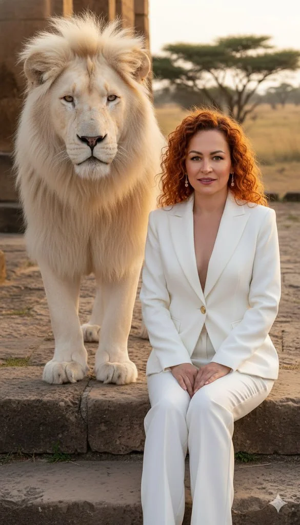 Безупречный белый: лев и бизнес-леди
