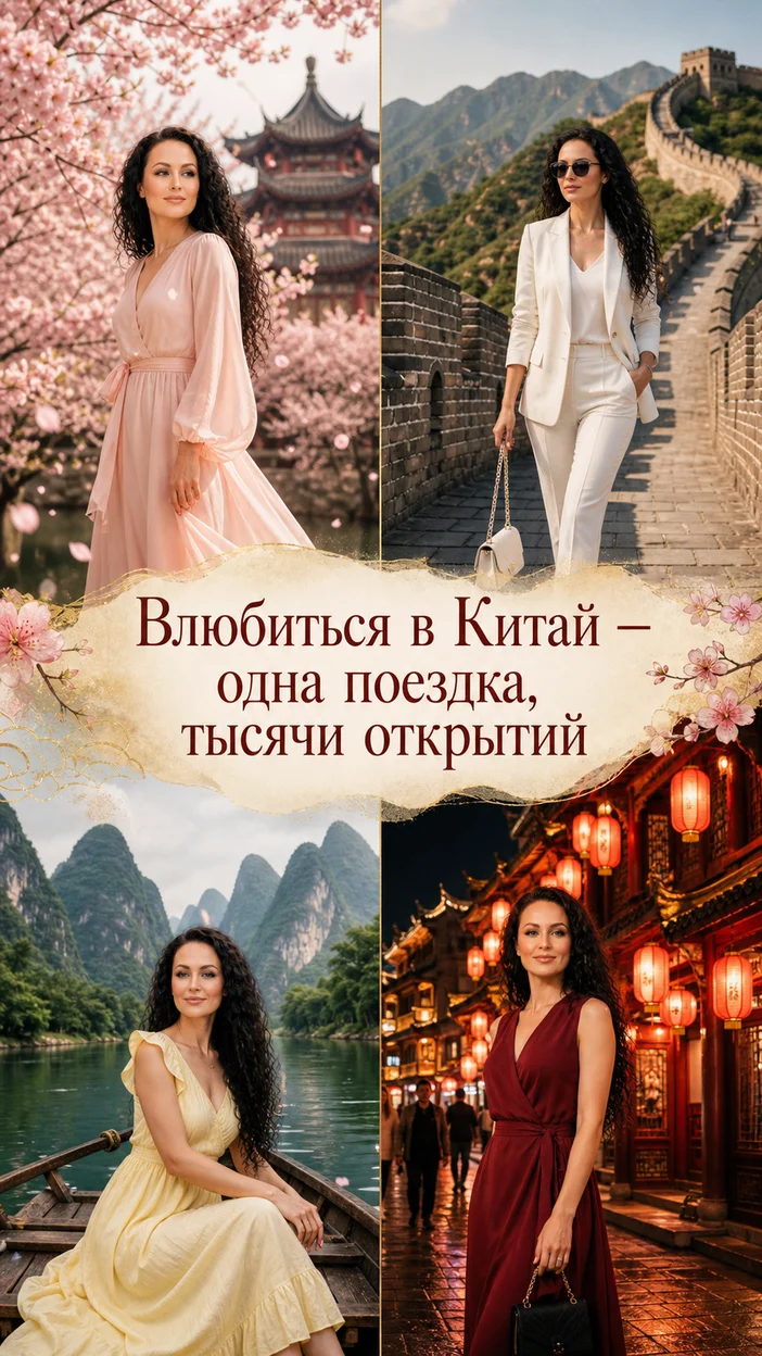Фотосессия женщины в платье на Великой Китайской стене