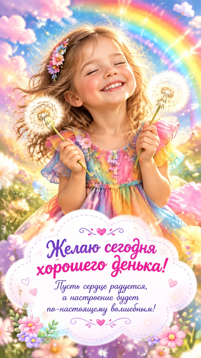 Фотосессия яркой сказочной открытки с девочкой и одуванчиками