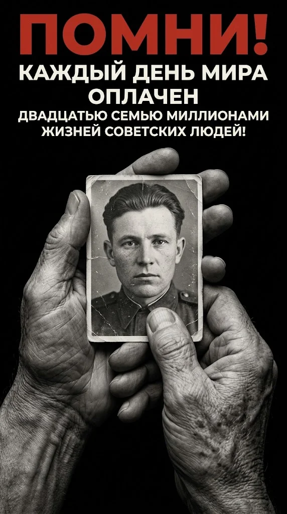 Драматичный постер в стиле советского плаката памяти о войне