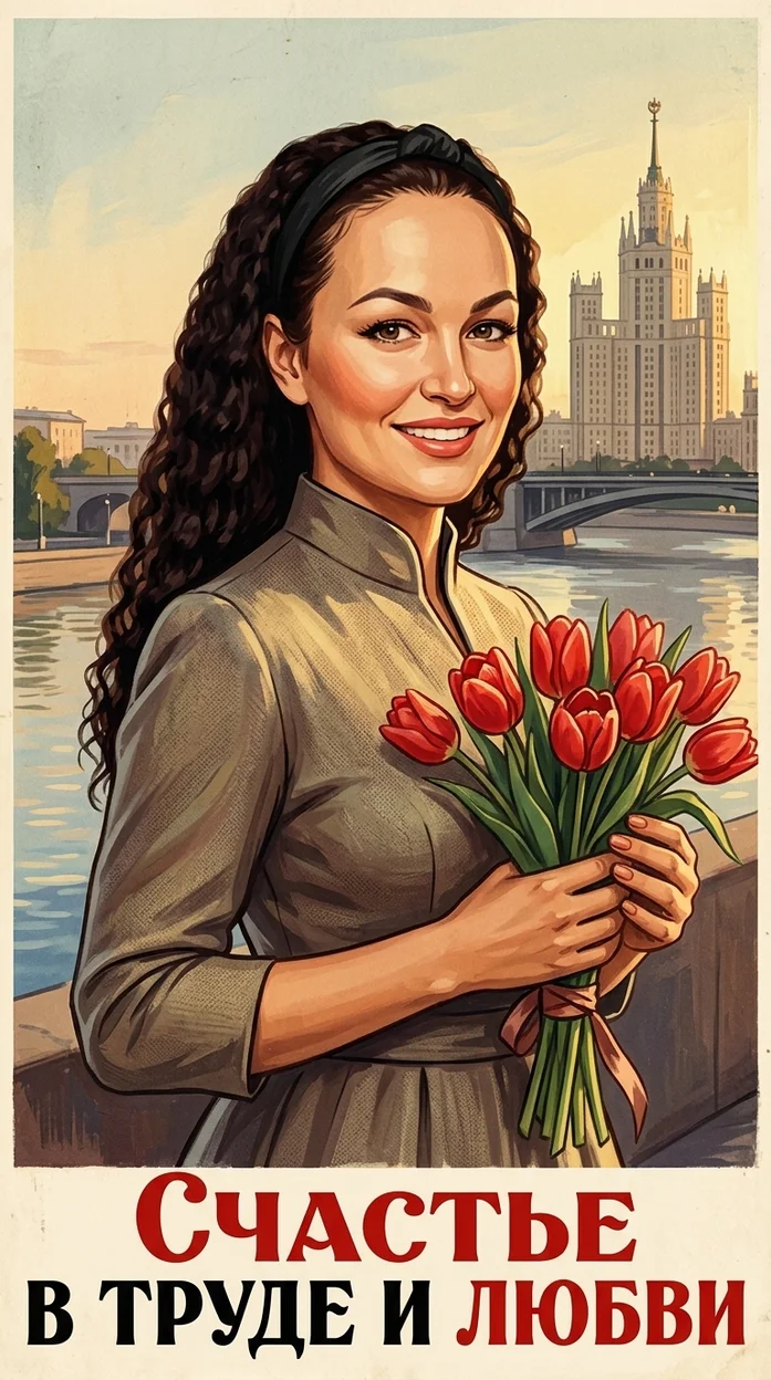 Открытка с вашим фото  1 мая - Счастье это труд и любовь