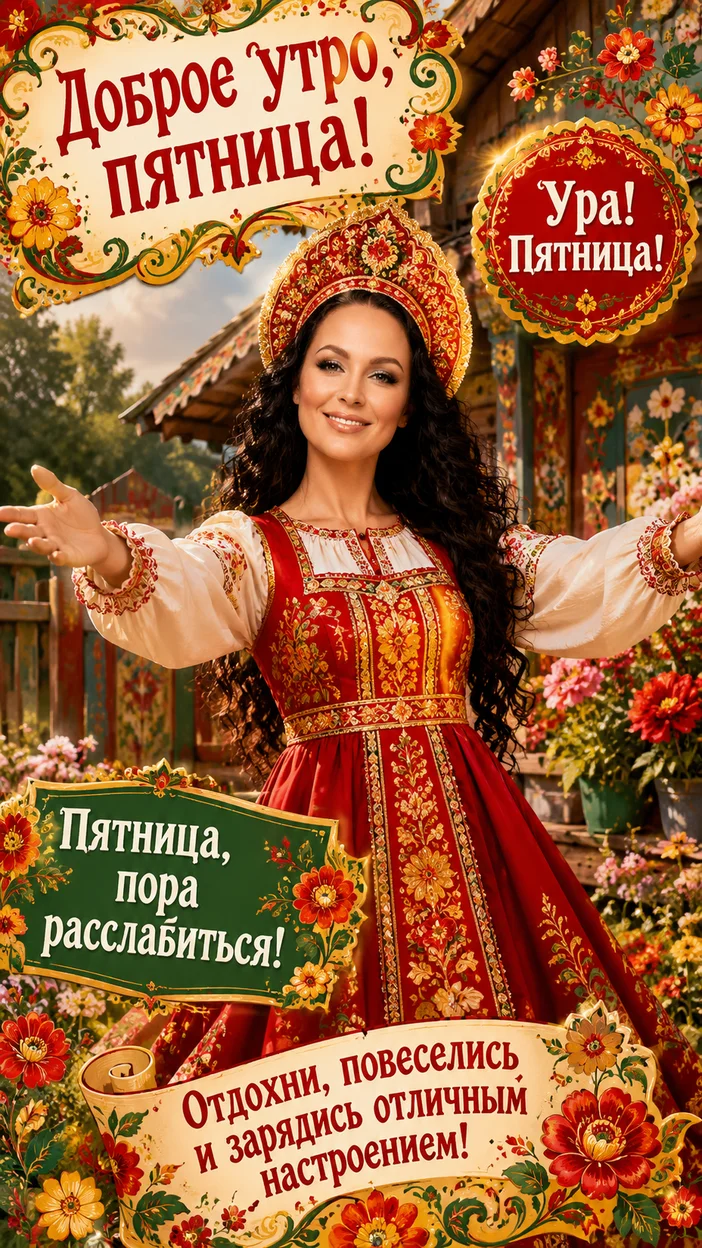 Фотооткрытка для близких с пожеланием "Доброе утро, пятница!"