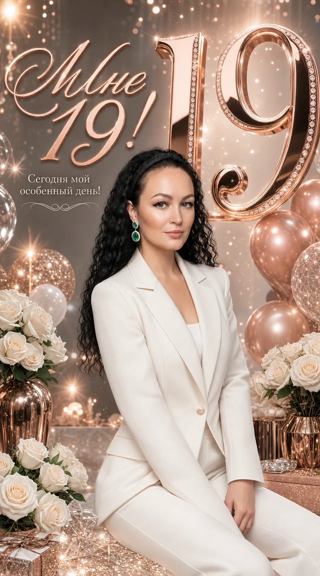 ИИ фото промты на день рождения «Мне 19!» 