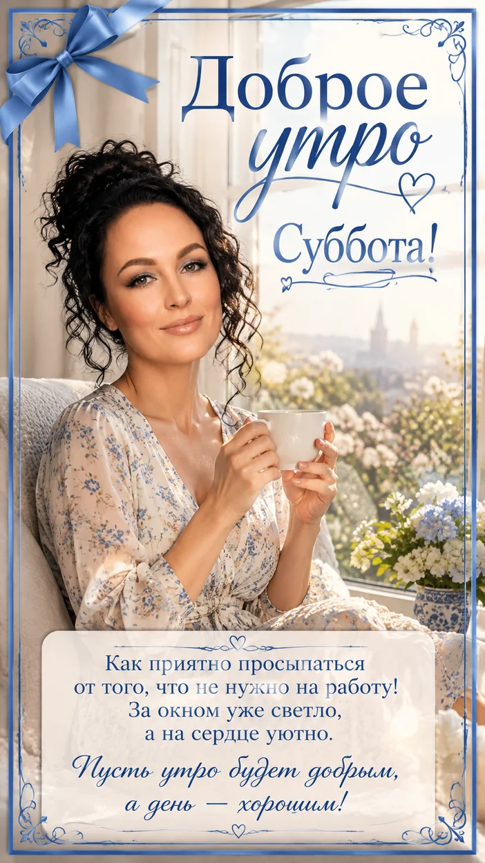 Фотооткрытка для неё с текстом "Доброе утро"