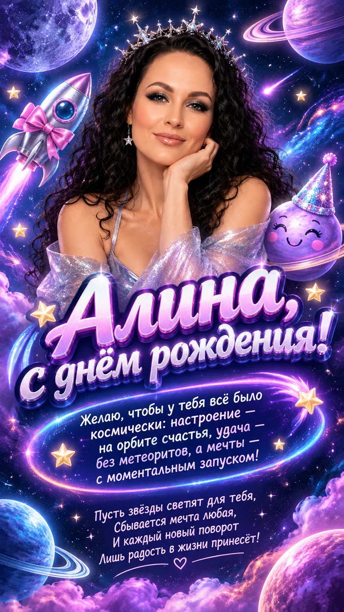 Фотосессия космическая открытка для Алины