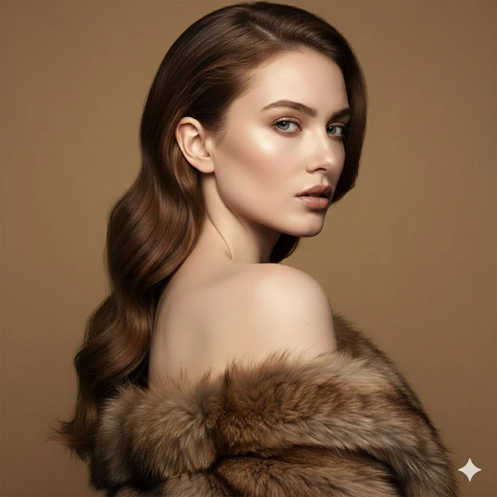 Сцена для продаж -  Серьги (портрет  в стиле high-fashion editorial,в шубе)