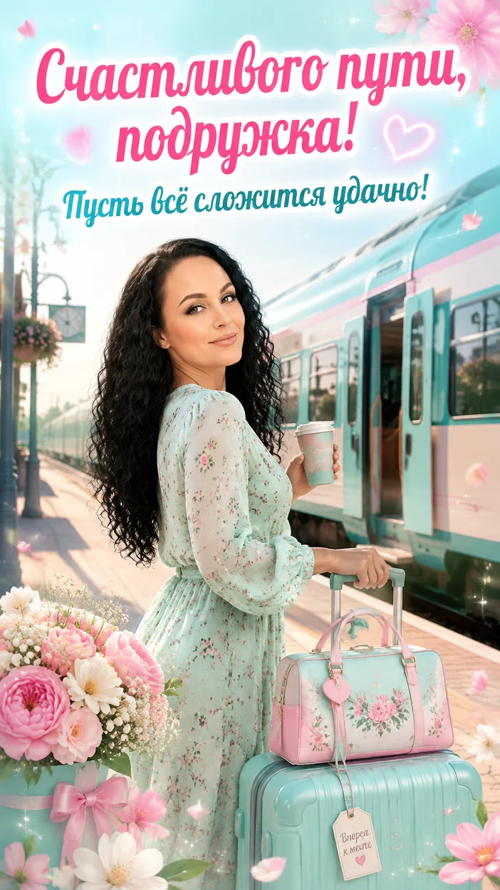 Фотосессия подруги у поезда