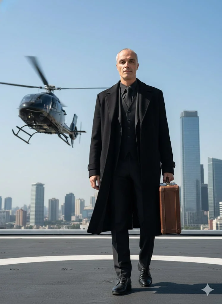 Агент на крыше небоскреба