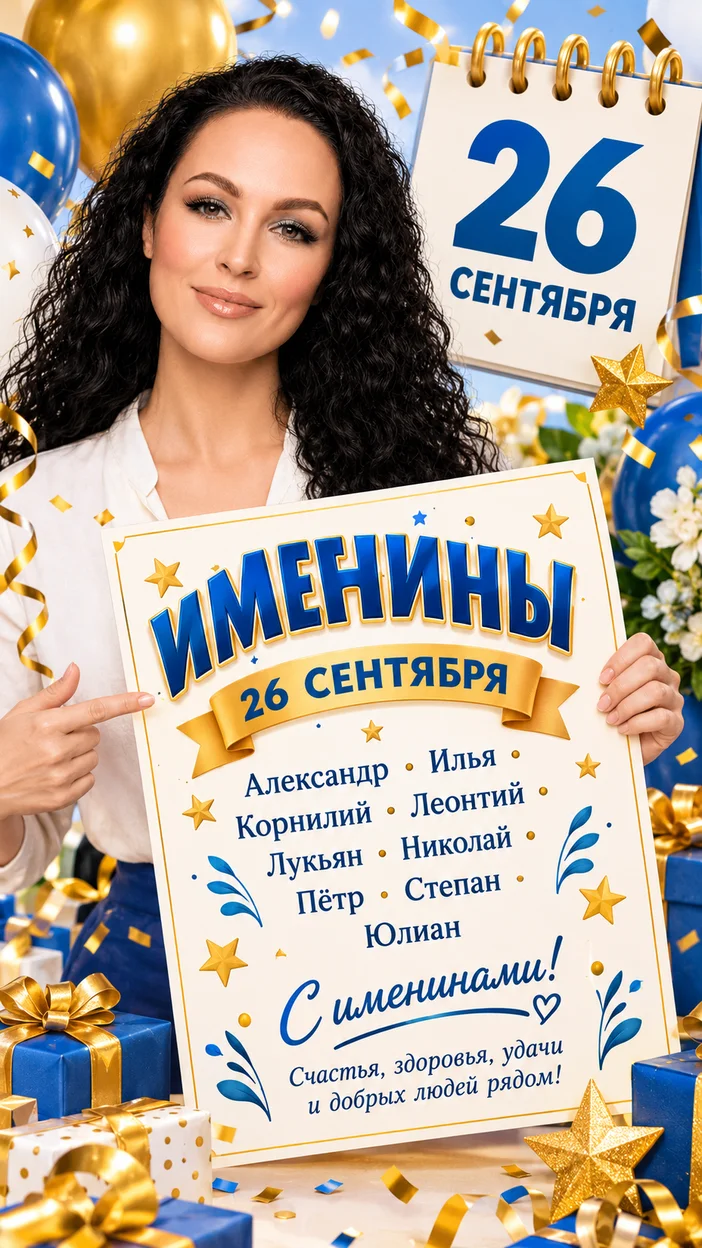 Фотосессия с декоративным календарём и открыткой именинников — Именины 26 сентября