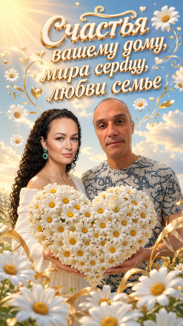 яркий 3D-баннер-открытку на 8 июля, День любви, семьи и верности