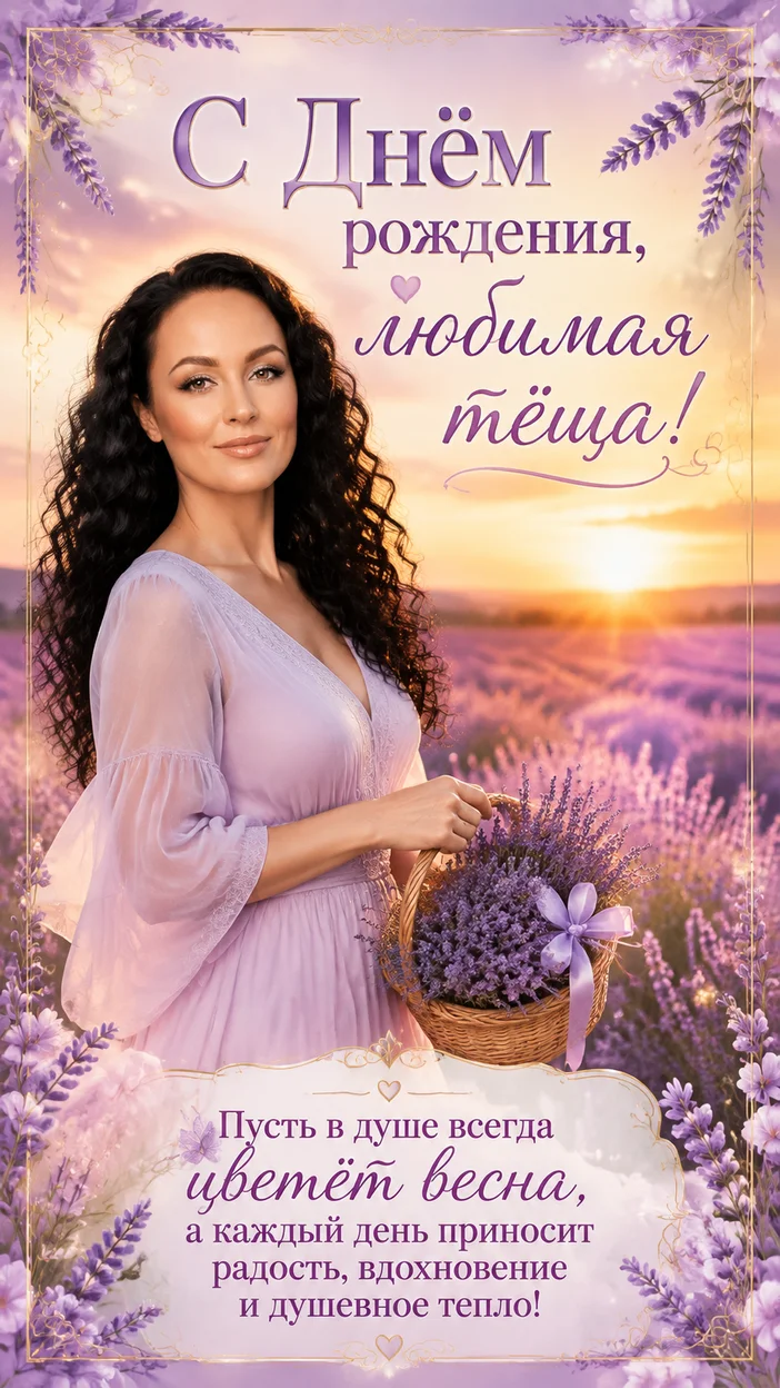 Фотосессия тёщи в лавандовом поле