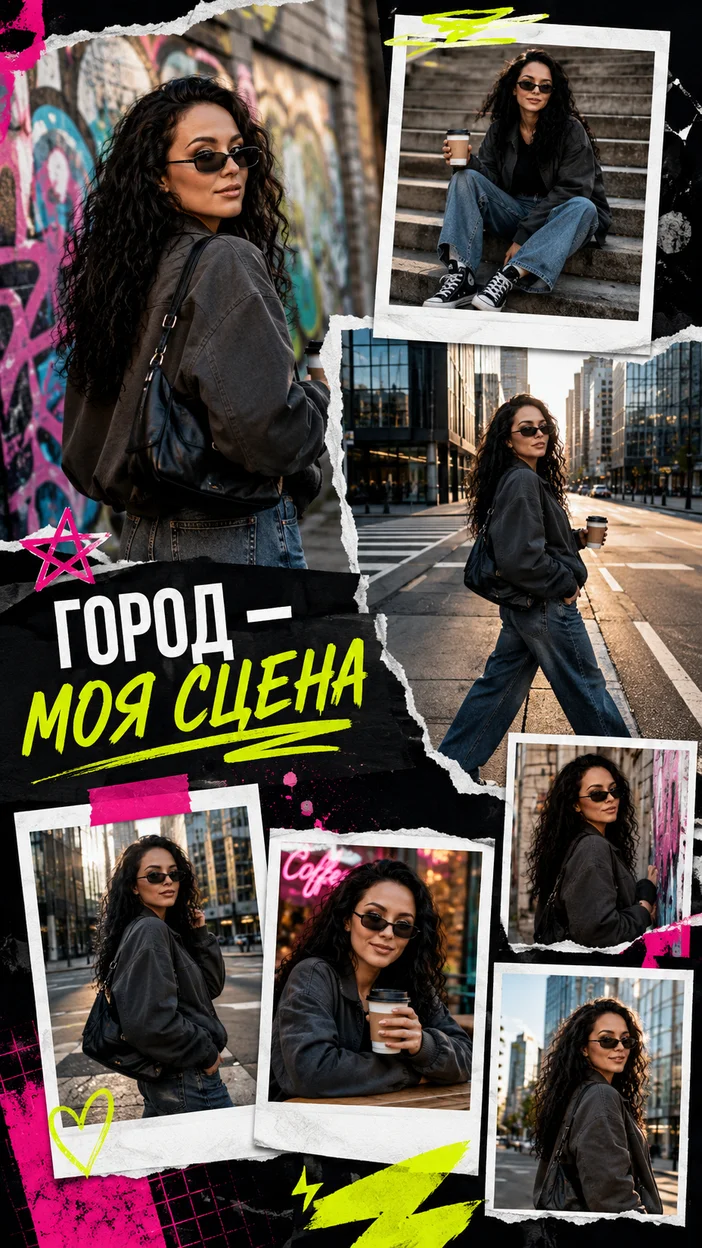 Фотосессия городской street style коллаж