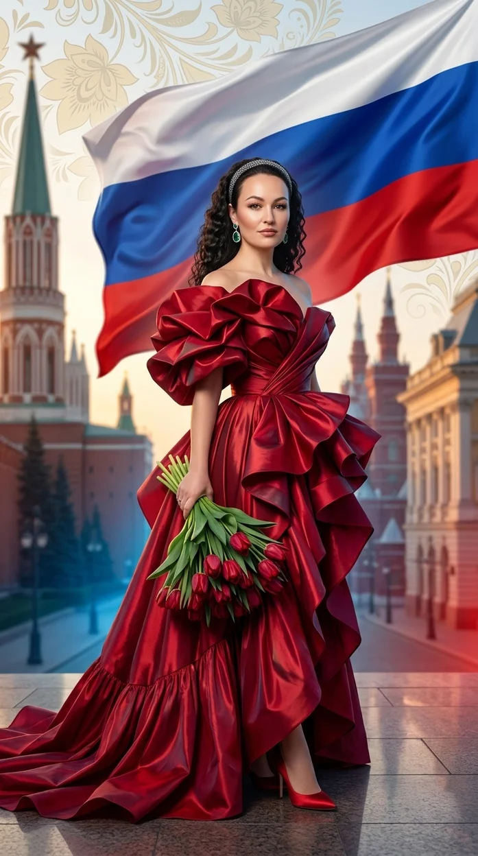  Фотореалистичный luxury fashion-постер в стиле высокой моды  на день России 