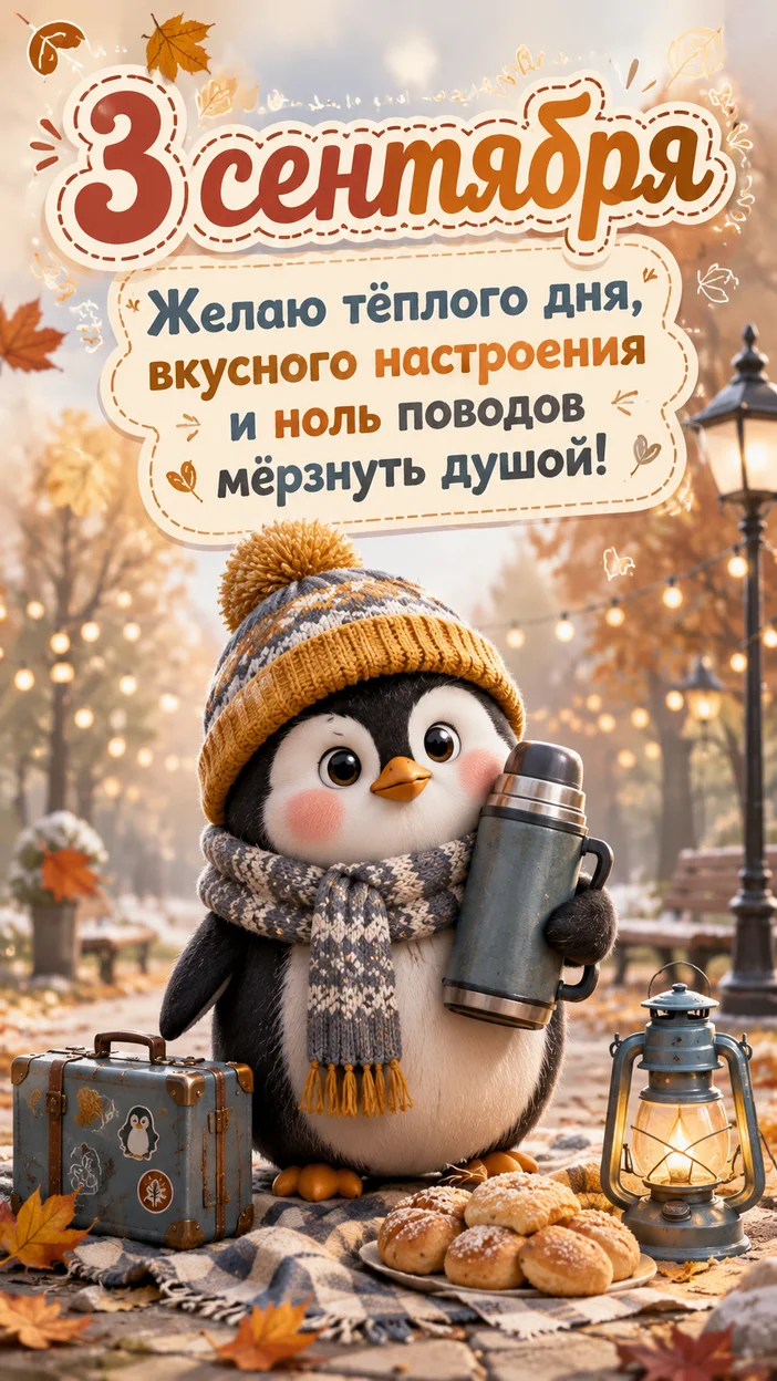 Фотосессия пингвина с термосом