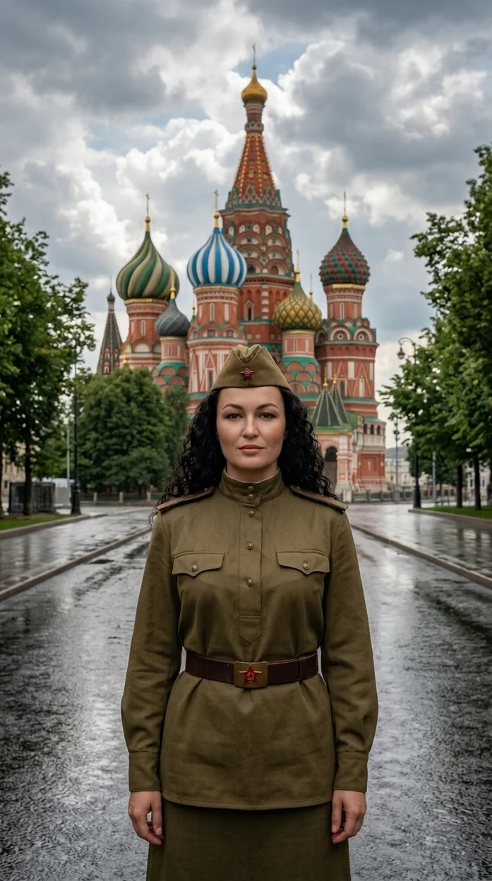 городская сцена, вид на храм Василия Блаженного