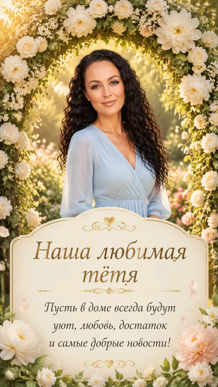 Открытка любимой тёте в саду