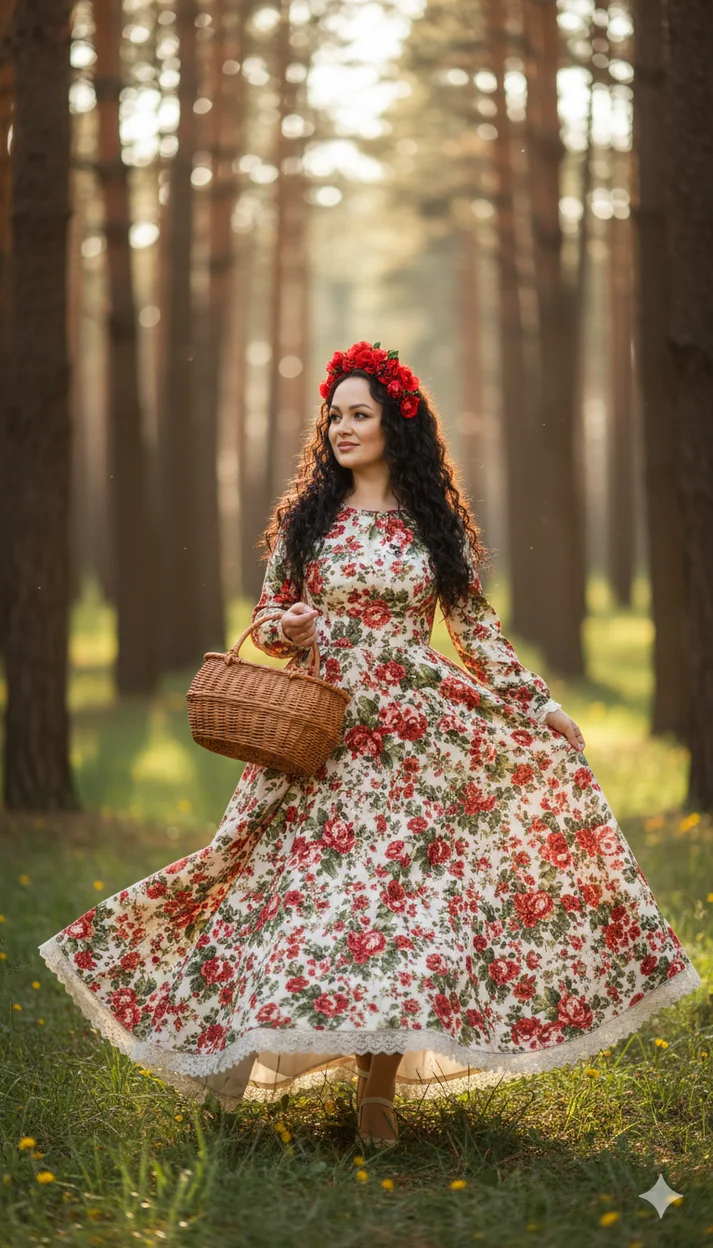 ИИ-фотосессия — Цветочный стиль в лесу