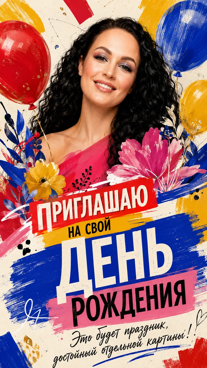 баннер-приглашение на день рождения в стиле современного арт-постера