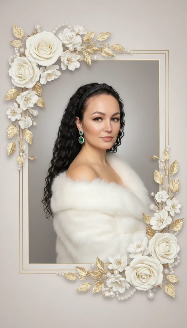 ЭЛЕГАНТНАЯ ЗОЛОТАЯ РАМКА С ЦВЕТАМИ И ЖЕМЧУГОМ