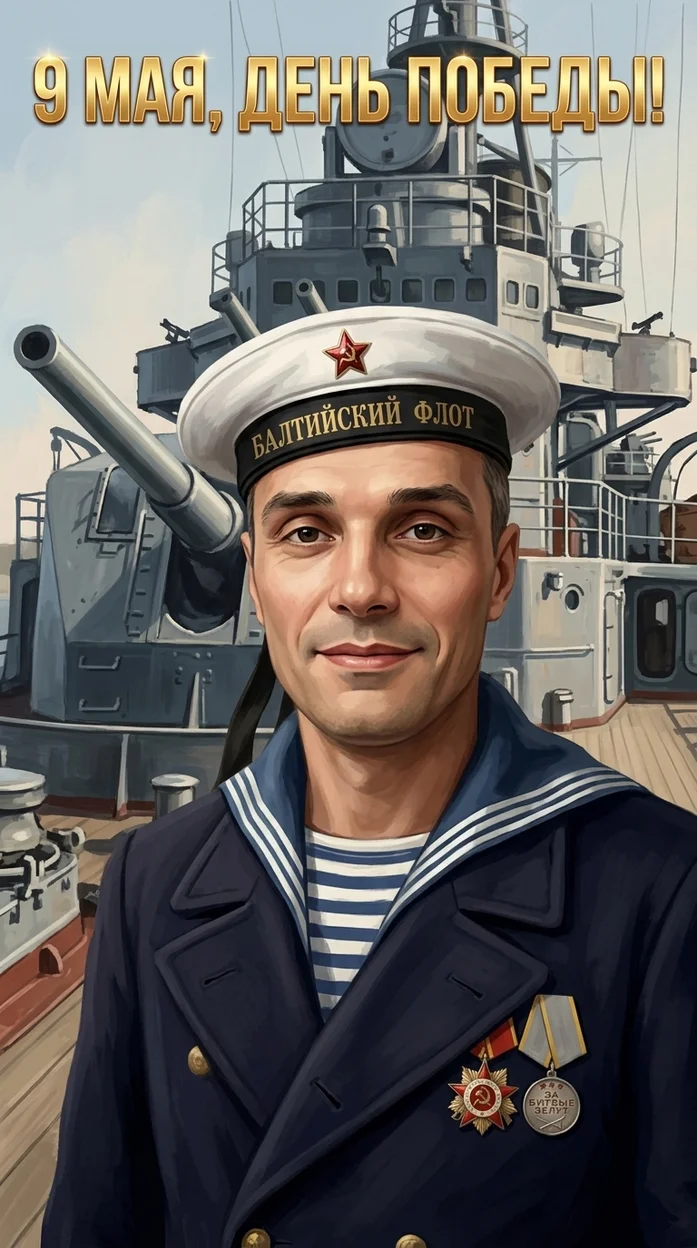 открытка 9 мая, моряк - ваше лицо