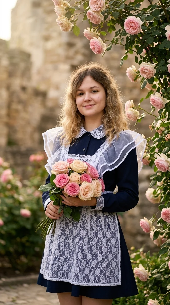 romantic garden fashion-съёмка на последний звонок в школьной форме 