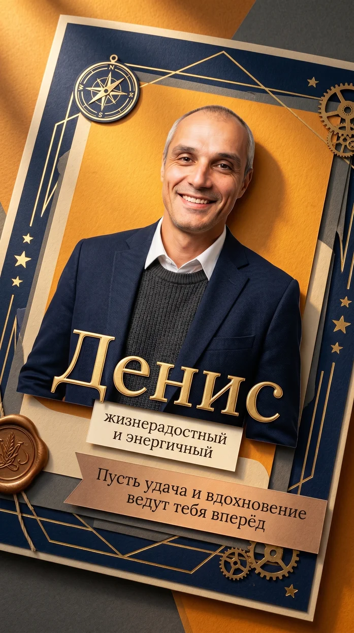 «Денис» именная открытка
