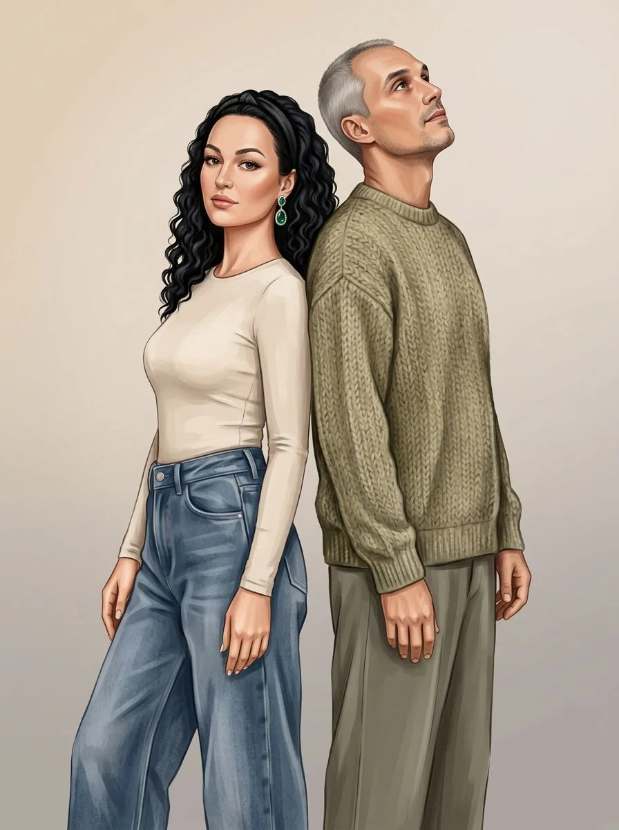 Девушка с парнем художественная иллюстрация 