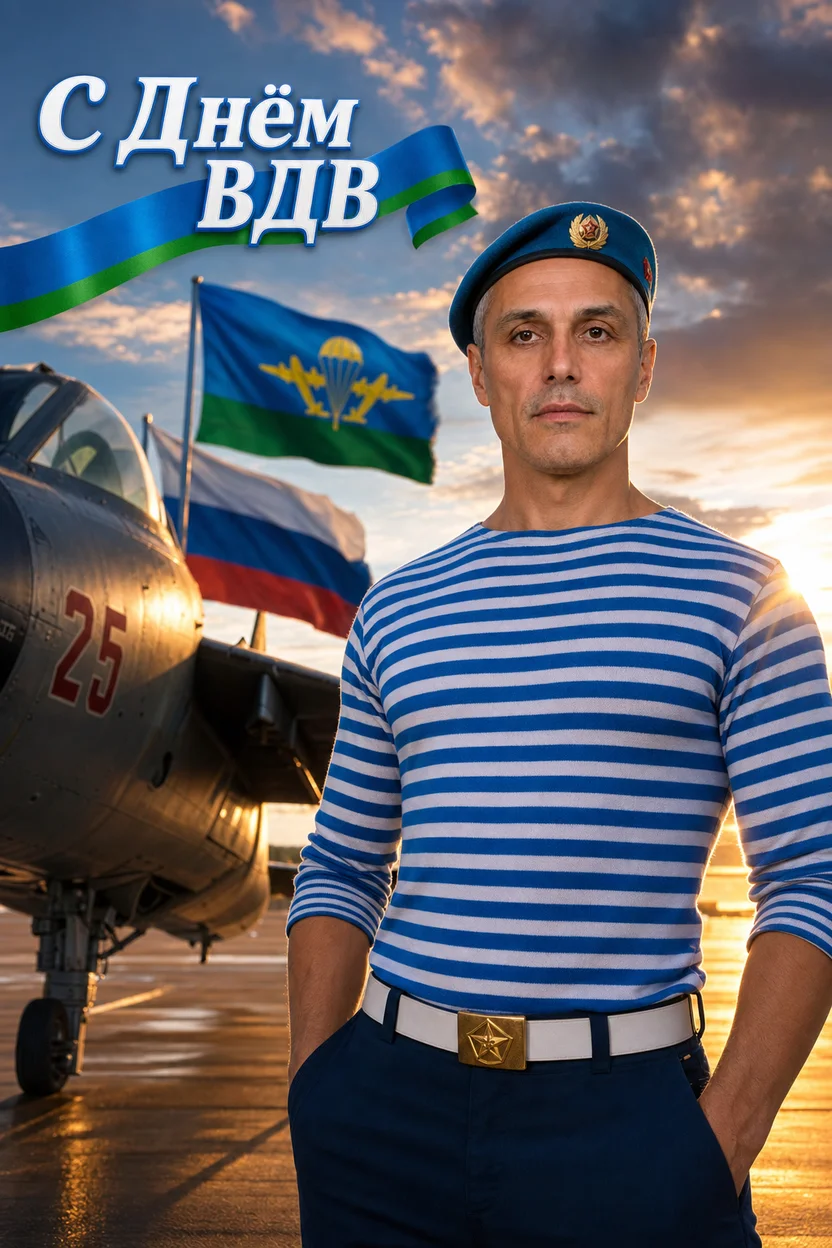С Днём ВДВ — торжественный портрет на аэродроме