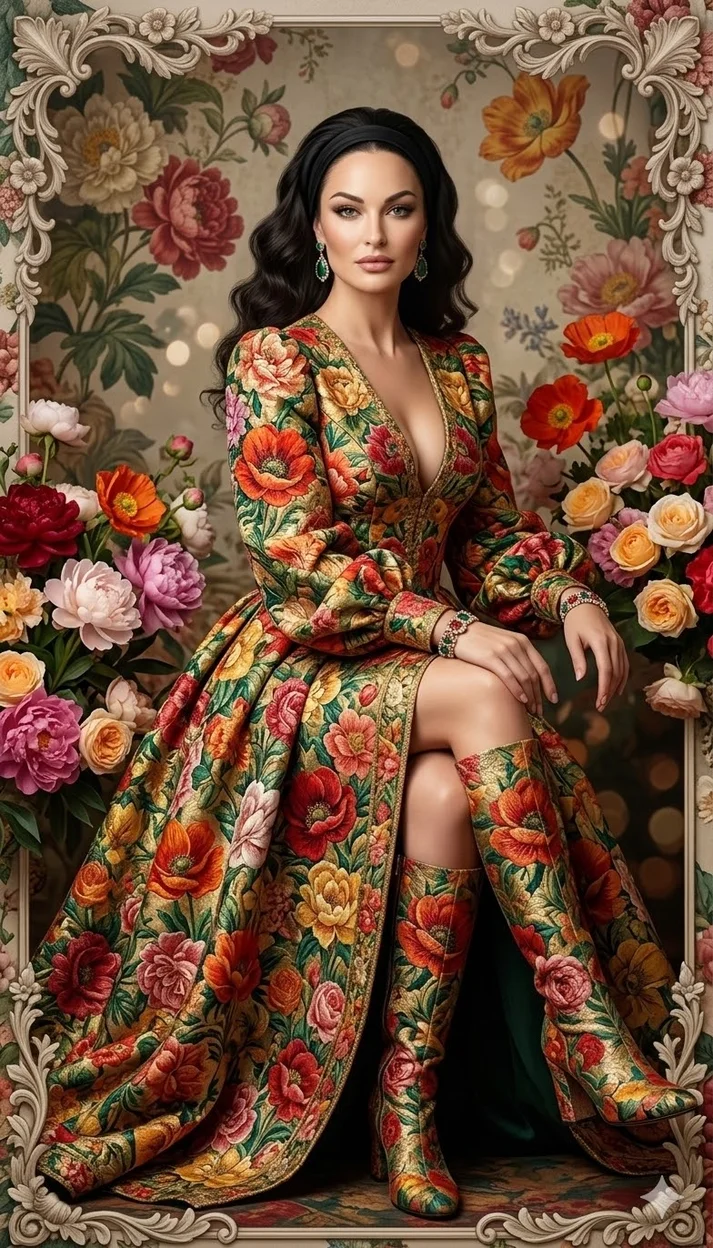 Фотореалистичная художественная сцена в роскошной декоративной цветочной эстетике