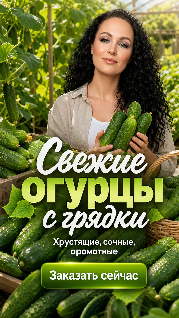 яркий продающий рекламный баннер для продажи свежих огурцов