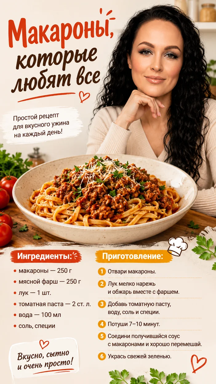 Фотосессия макарон с фаршем и томатным соусом
