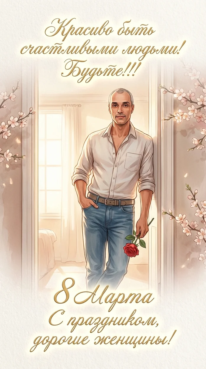 С праздником, дорогие женщины! - открытка с вашим фото 