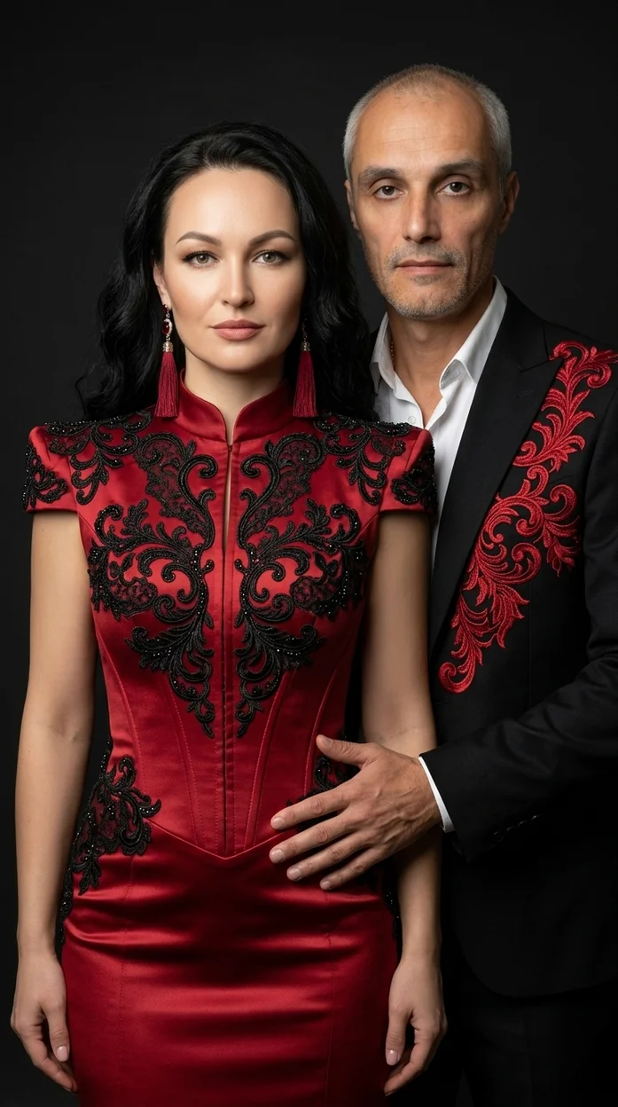 Фотореалистичный студийный портрет элегантной пары