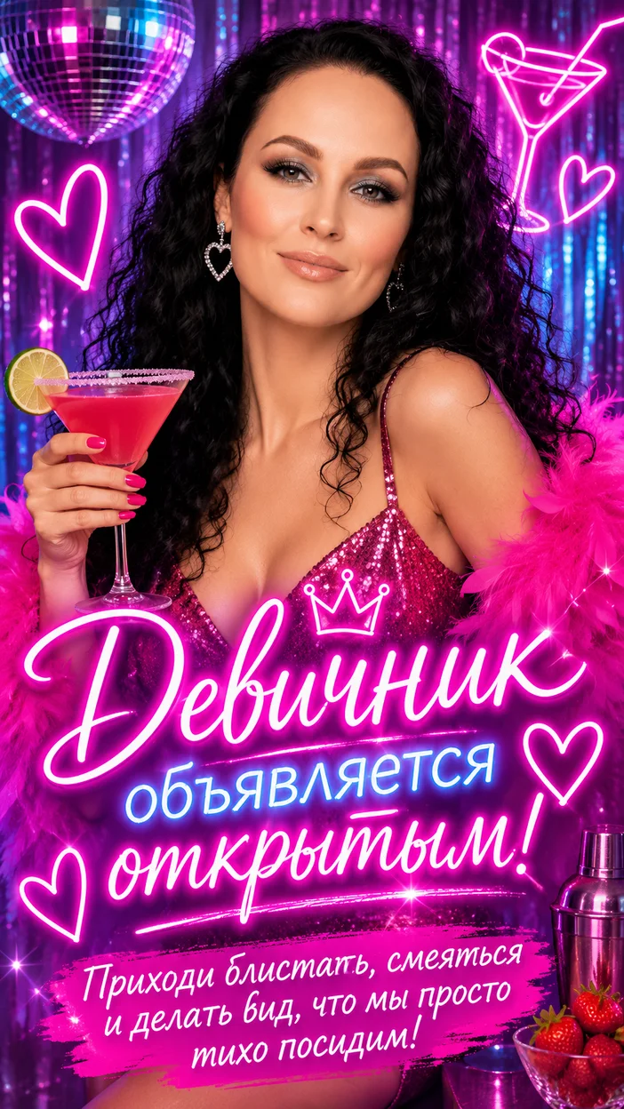 Фотооткрытка «Девичник объявляется открытым!»