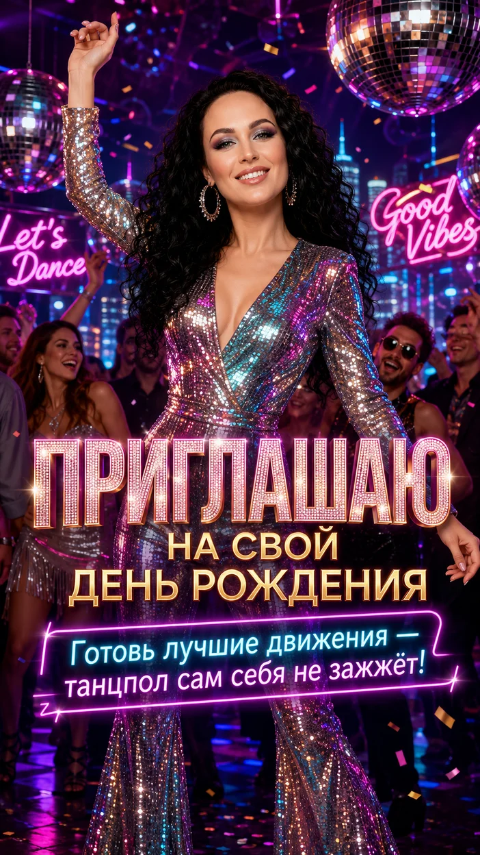 баннер-приглашение в стиле диско 