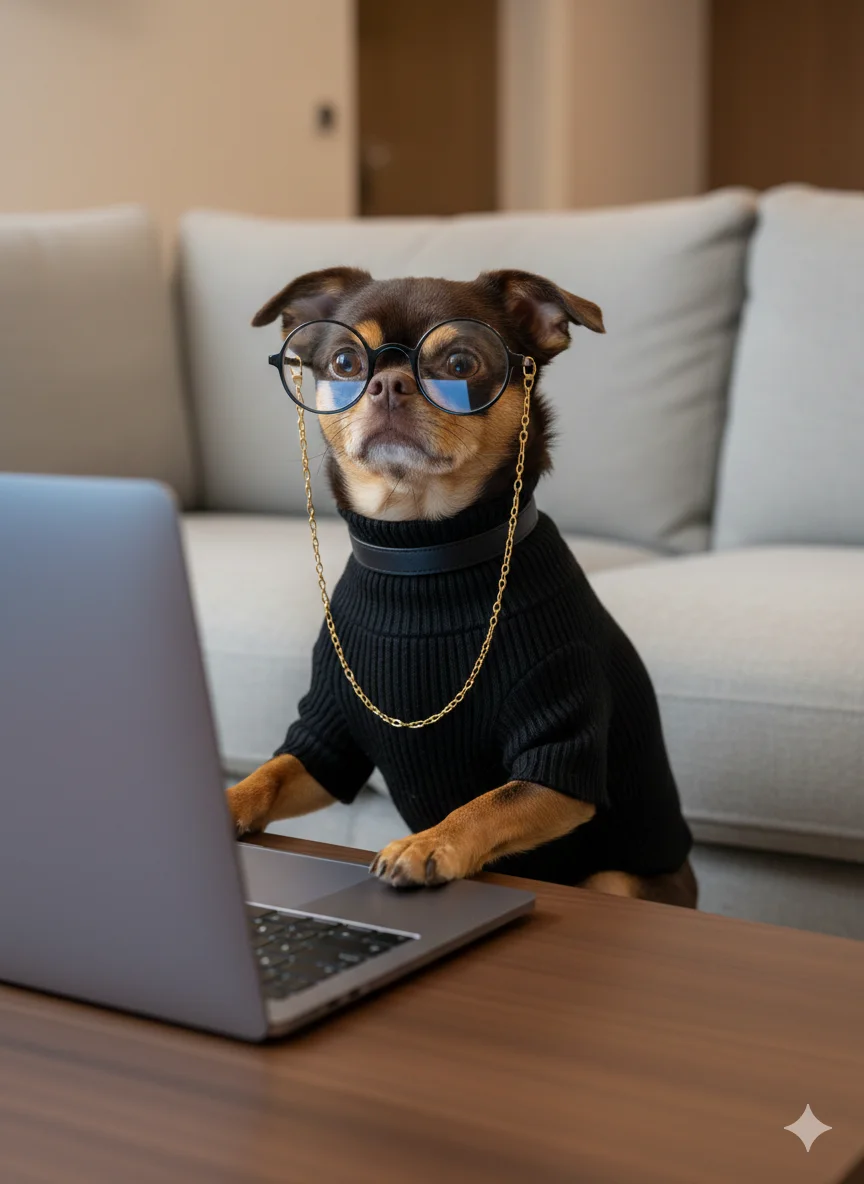 Собака с ноутбуком 