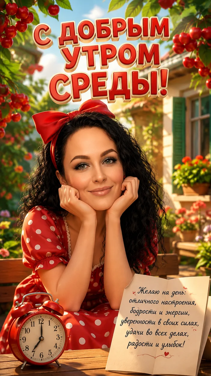 Фотооткрытка для всех с текстом "С ДОБРЫМ УТРОМ СРЕДЫ!"