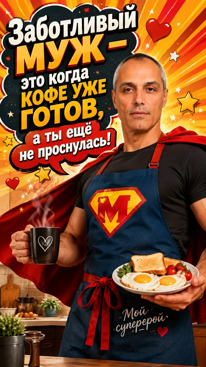Фотооткрытка «Идеальный утренний герой»