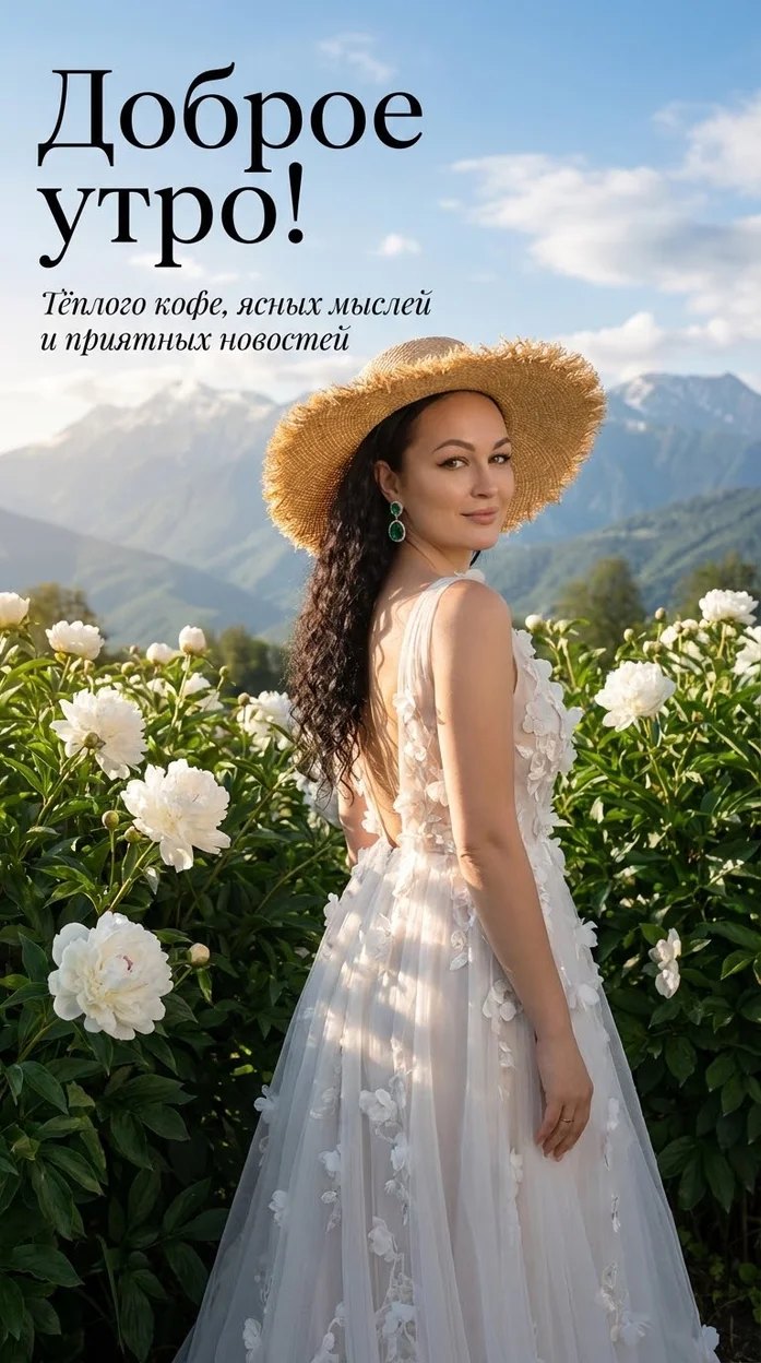 Открытка с вашим фото и пожеланием «Доброе утро!» 
