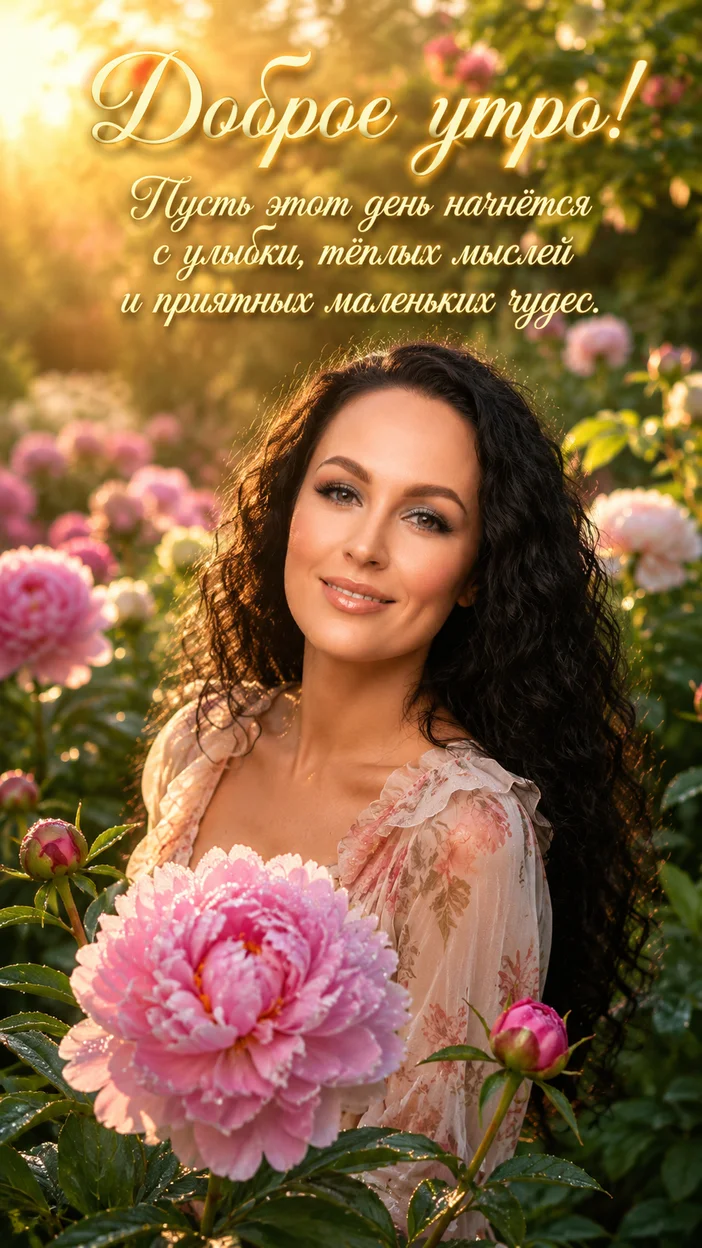 Фотооткрытка для тебя с поздравлением "Доброе утро! Пусть этот день начнётся с улыбки, тёплых мыслей и приятных маленьких чудес."