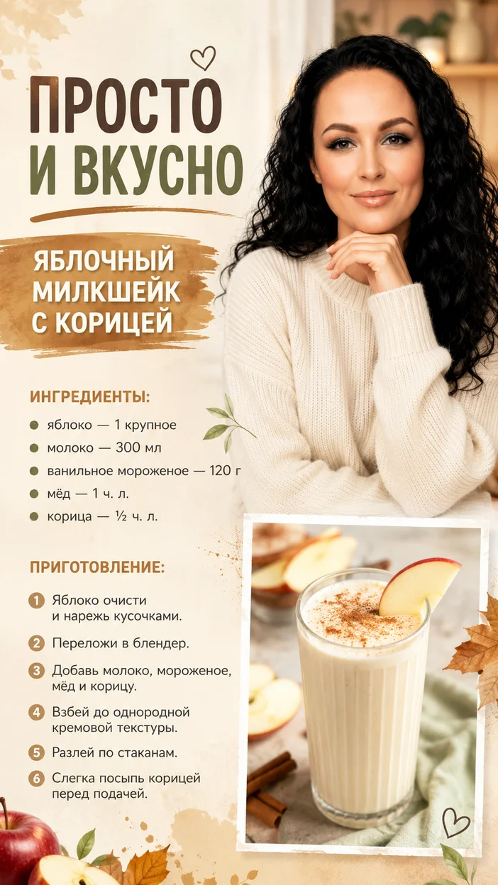 Фотосессия яблочного милкшейка с корицей