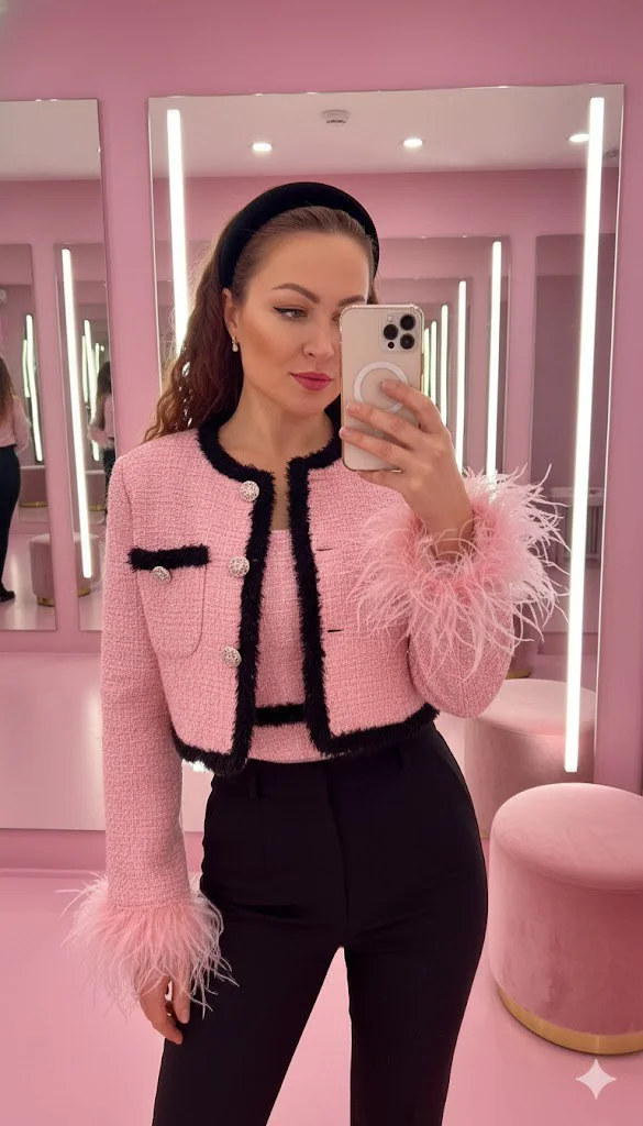 Pink Feather Selfie